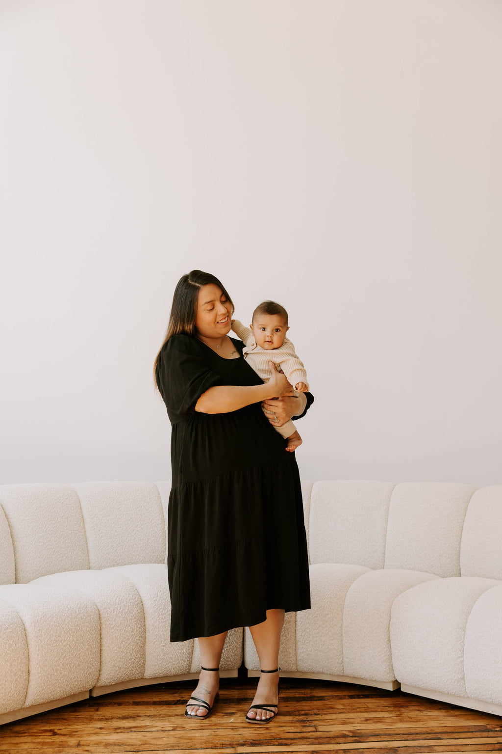 Tiered Breastfeeding Dress - Black