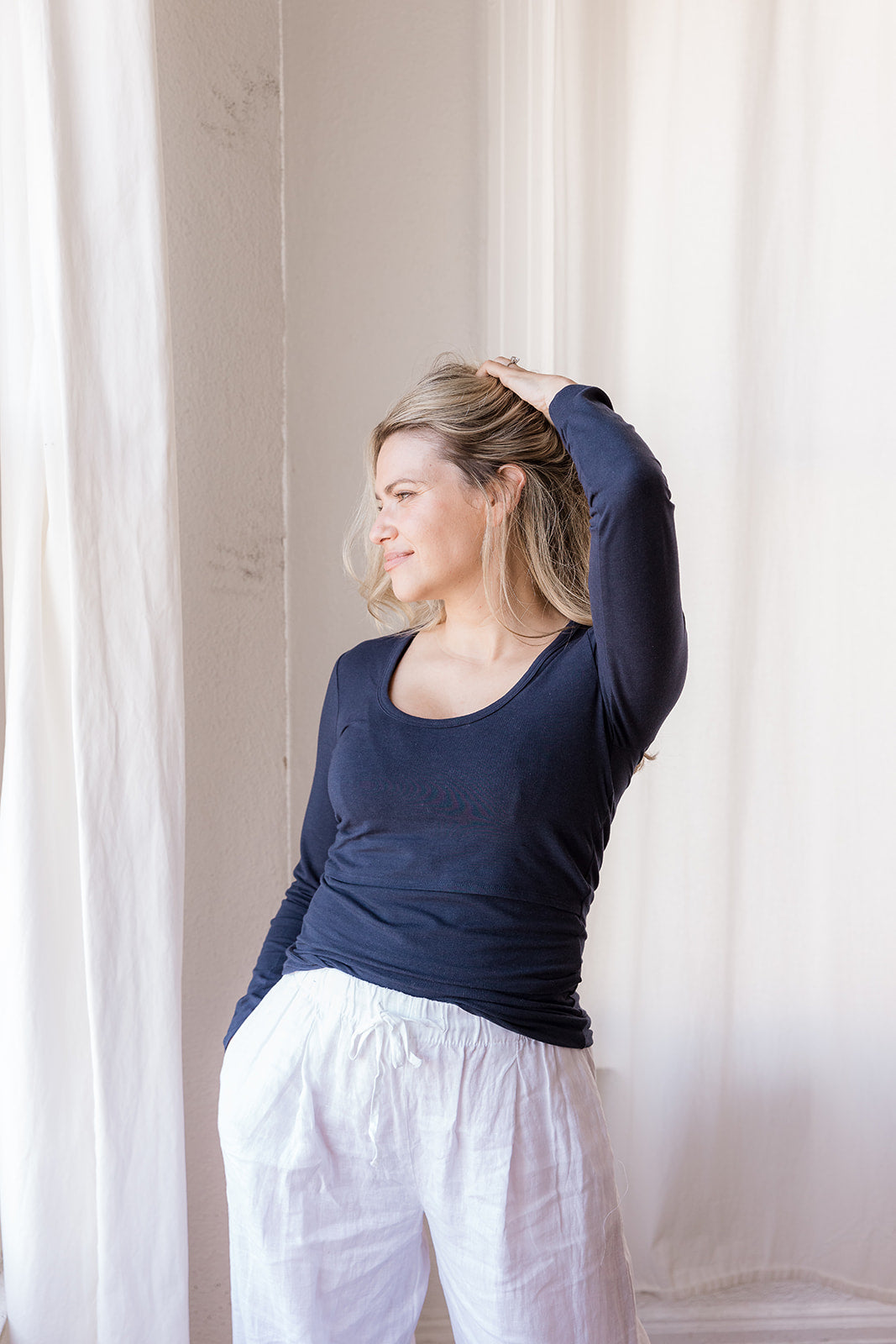 Little Breastfeeding Top - Navy