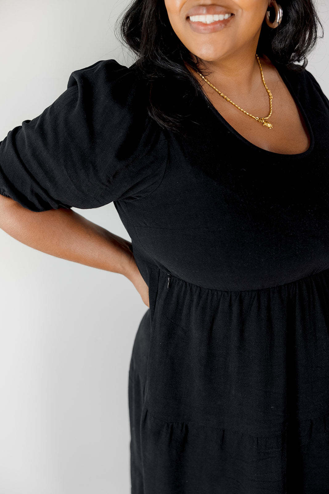 Tiered Breastfeeding Dress - Black