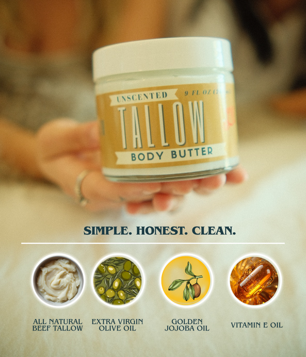 Original Tallow Body Butter – Unscented Grass-Fed Beef Tallow Moisturizer | Lady May