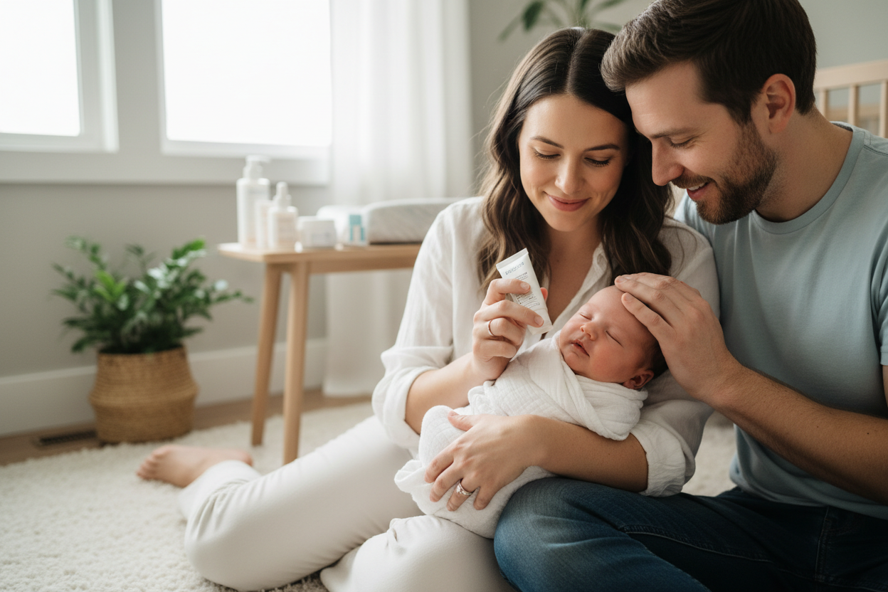 Mom and Dad Skincare on Newborn